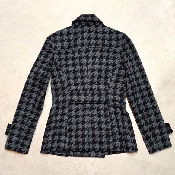 Bailey 44 Houndstooth Wool Blend Pea Coat Jacket - Women's Size 6 - Picture 3 of 9